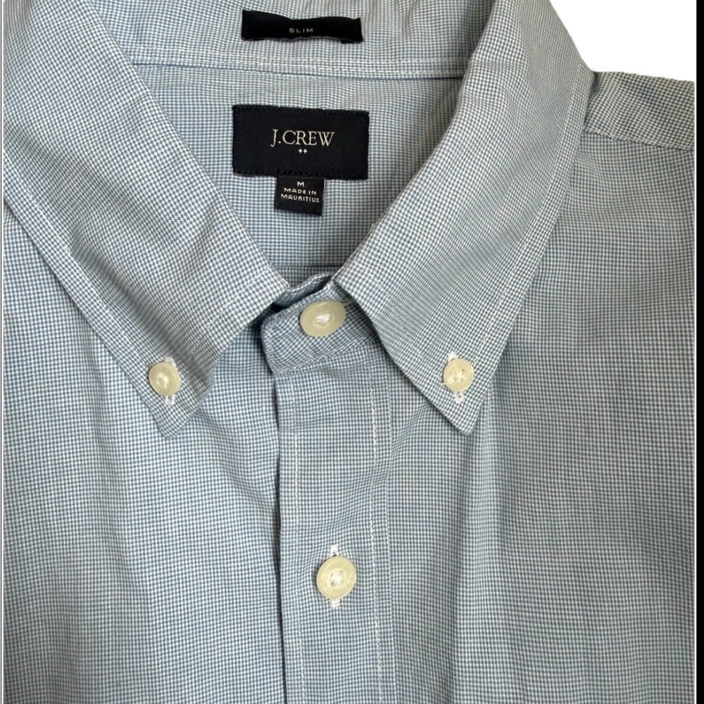 Men’s J. Crew Slim Fit Light Blue Microcheck Button-Down Shirt Medium